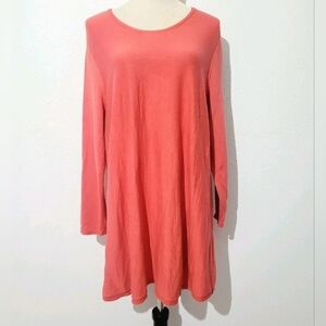 J.Jill Womens SZ XL Coral Pink Silk Blend Tunic Top Long Sleeve Soft Lightweight